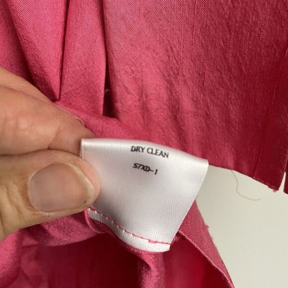 Eileen Fisher 100% Silk Blouse Size Med Coral 3/4 Sleeve Button Up Dressy Party - Picture 9 of 10